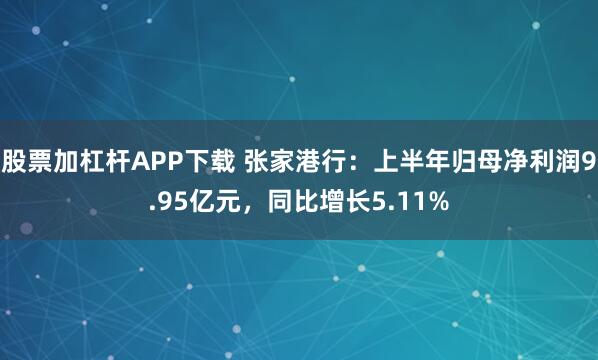 股票加杠杆APP下载 张家港行：上半年归母净利润9.95亿元，同比增长5.11%